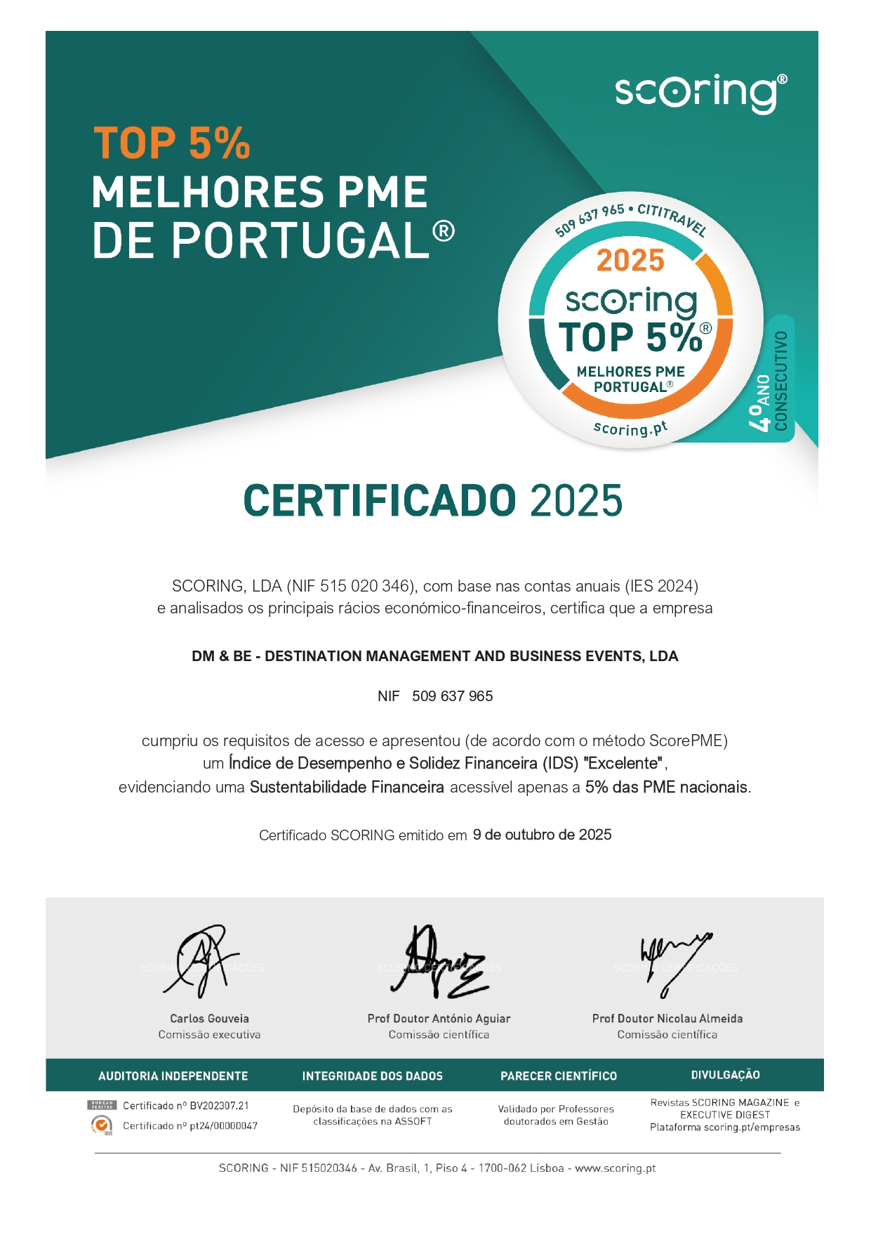 DM-BE-509637965-CERTIFICADO-TOP-5-2025 premio